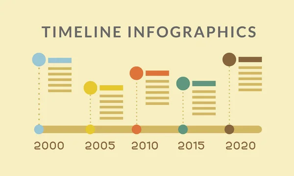 Infográficos de linha do tempo com círculos e linhas de design vetorial — Vetor de Stock