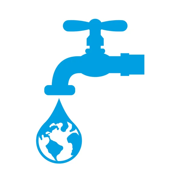 Earth planet with water tap — Stock Vector