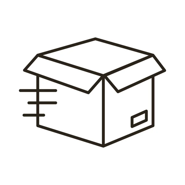 Scatola cartone imballaggio servizio di consegna linea stile — Vettoriale Stock
