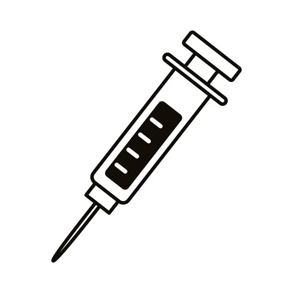 Pictogram vaccininjectiespuit lijn — Stockvector