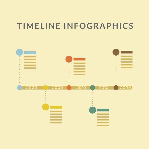Infográficos de linha do tempo com círculos e linhas de design vetorial — Vetor de Stock