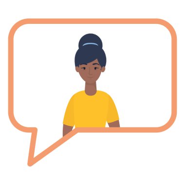 İletişim kabarcığı vektör tasarımının içindeki Avatar kadın