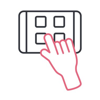 Akıllı telefon hattı biçim ikon vektör tasarımı ile el