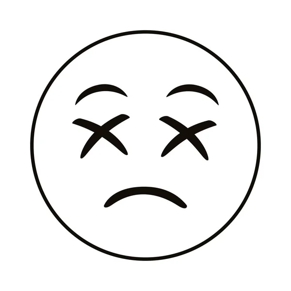Triste emoticon stile linea viso emoji — Vettoriale Stock