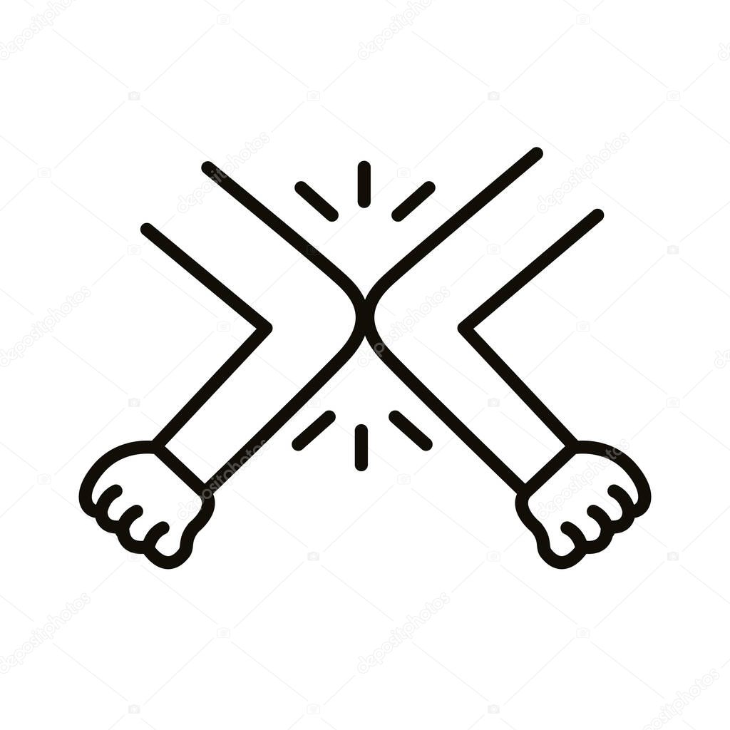 greeting hitting elbows line style icon