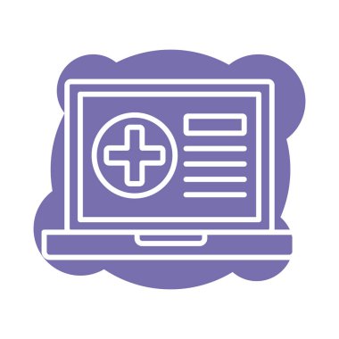 Teletıp engelleme biçimi simgesi olan dizüstü bilgisayar