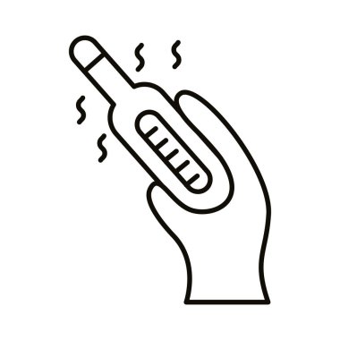 covid19 çizgi biçimli termometre sıcaklık ölçüsü