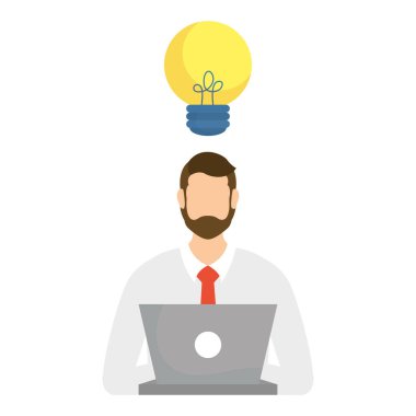 Dizüstü bilgisayar vektör tasarımlı iş adamı avatarı