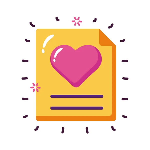 Love card with heart flat style icon vector design — 스톡 벡터