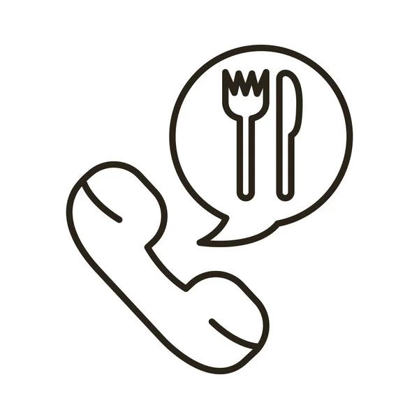 带叉子和刀叉的电话服务类型 — 图库矢量图片