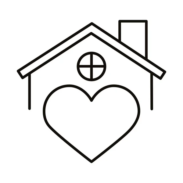 Hjärta i hus linje stil — Stock vektor