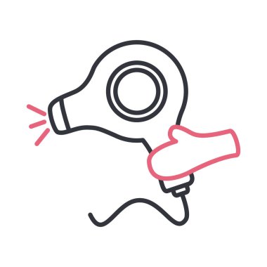 El ele tutuşan saç kurutma hattı biçim vektör tasarımı