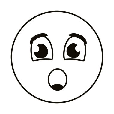 terrified emoji face line style clipart