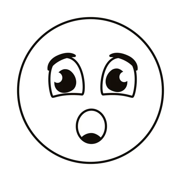 Terrorizzato emoji faccia linea stile — Vettoriale Stock