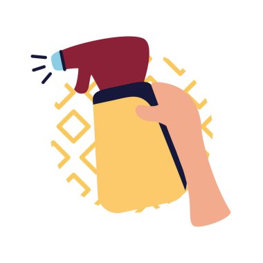 Elle tutulan sprey şişesi düz stil ikon vektör tasarımı