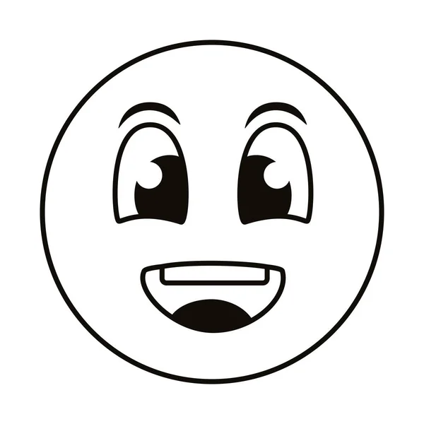 Heureux emoji visage ligne style icône — Image vectorielle