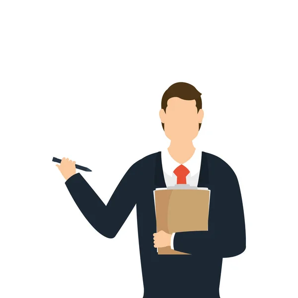 Podnikatel avatar s návrhem dokumentu a pera — Stockový vektor