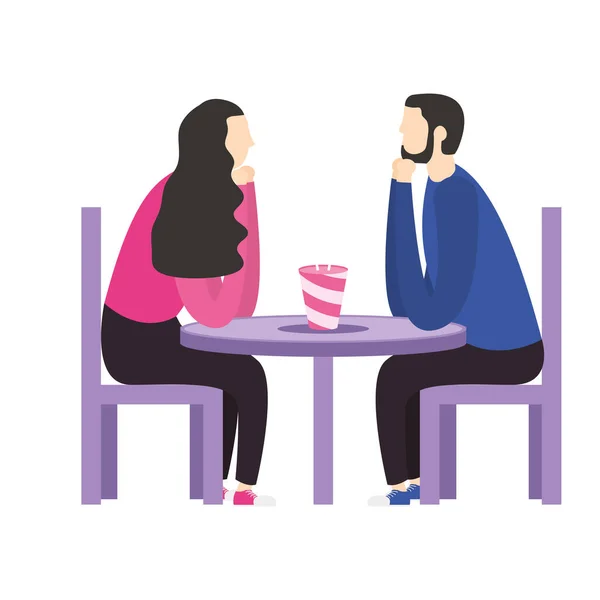 Couple of woman and man on table vector design — Stock Vector