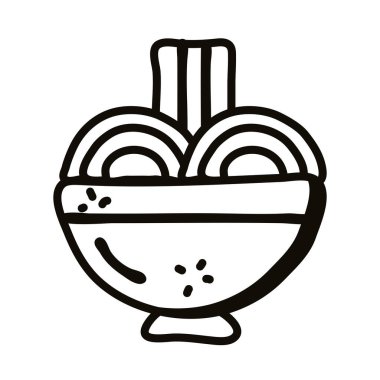 noodles Bowl tarzı ikon vektör tasarımı