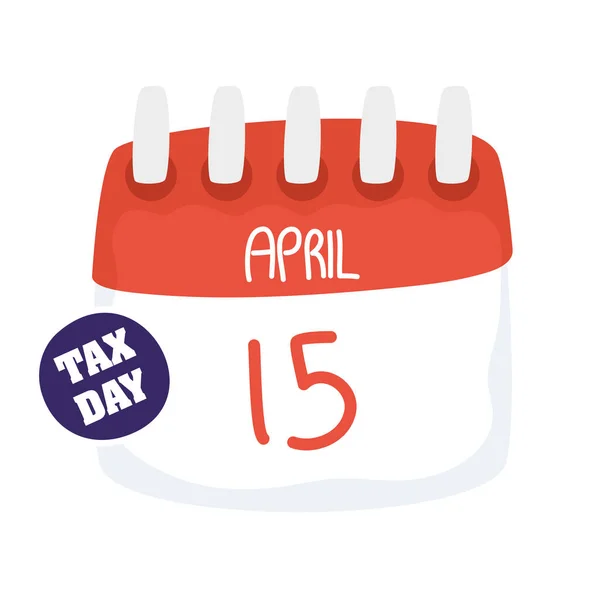 Día de impuestos 15 calendario de abril con sello sello diseño vectorial — Archivo Imágenes Vectoriales