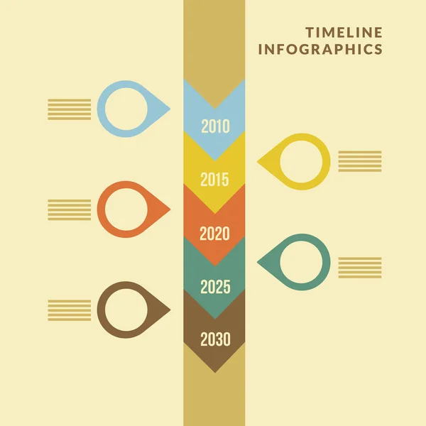 Zeitachsen-Infografiken mit farbigen Blasen markieren Vektordesign — Stockvektor