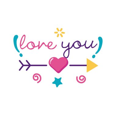 Düz ok biçimi vektör tasarımlı metnini seviyorum