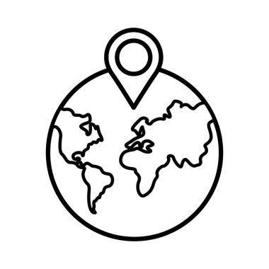 İğne işaretleyici konum çizgisi biçimine sahip dünya gezegeni