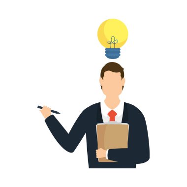 Belge ve kalem vektör tasarımlı iş adamı avatarı