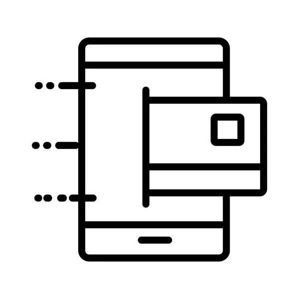 Smartphone met credit card lijn stijl pictogram — Stockvector