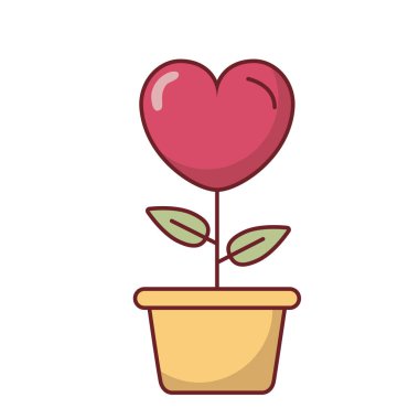 Ot vektör tasarımının içinde aşk kalbi
