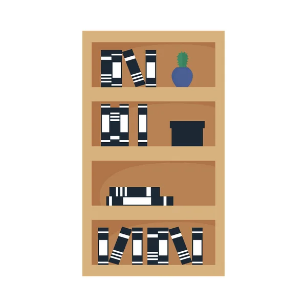 Meubles de maison isolés avec livres et design vectoriel de cactus — Image vectorielle