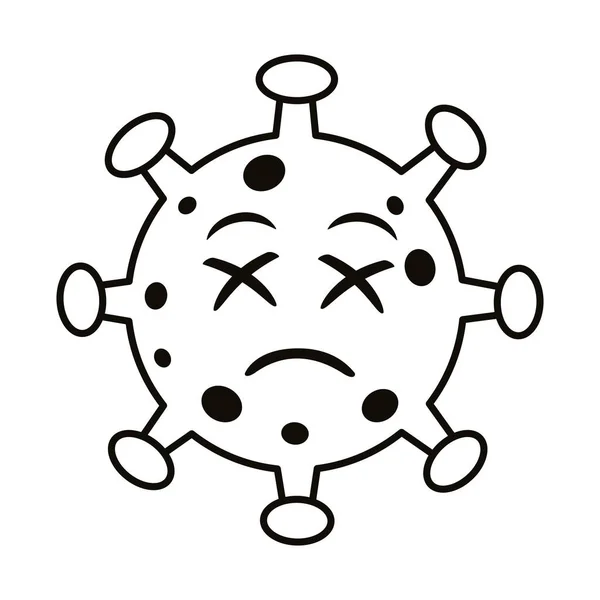 Covid19 particule émoticône triste caractère — Image vectorielle