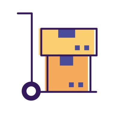 Kutu kutusu dağıtım hattı ve doldurma stili olan el arabası