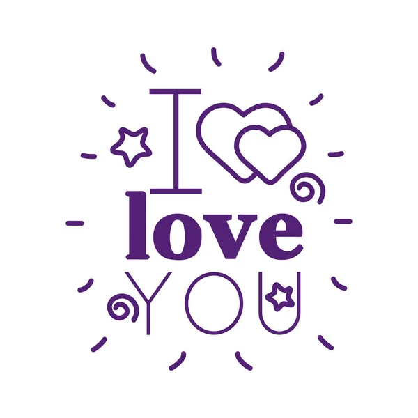 I love you text with hearts line style icon vector design — Stock Vector