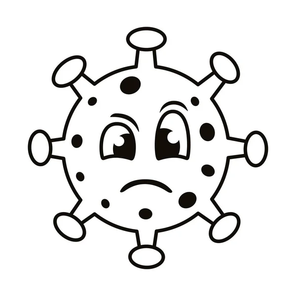 Covid19 particule émoticône triste caractère — Image vectorielle