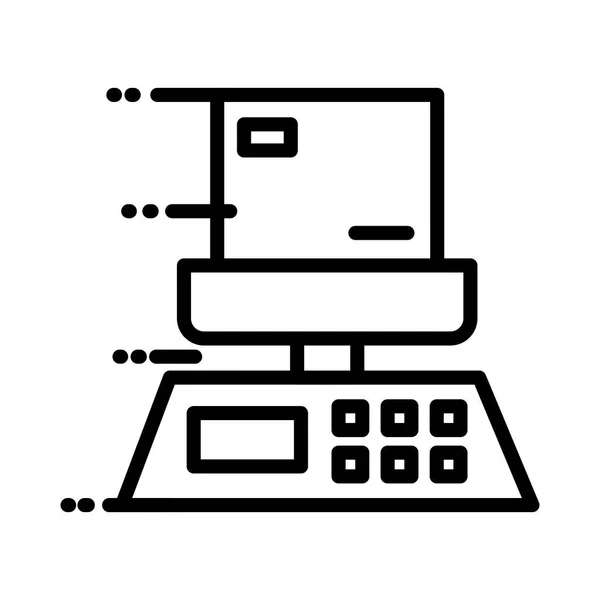 Caja de cartón en estilo de línea de servicio de entrega de equilibrio — Vector de stock