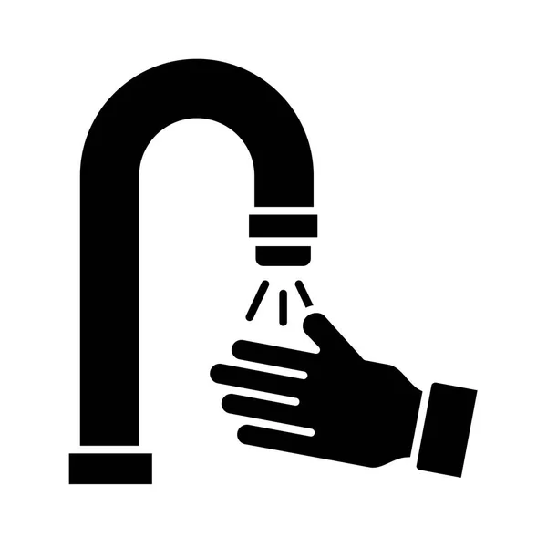 Handen wassen silhouet stijl pictogram — Stockvector