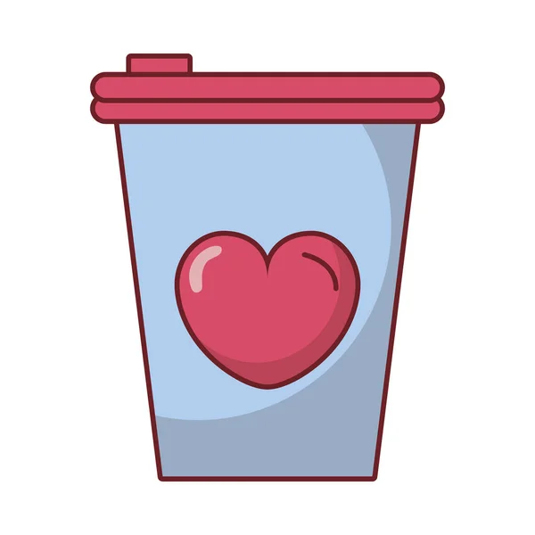 Любовное сердце на кофейном кружке — стоковый вектор