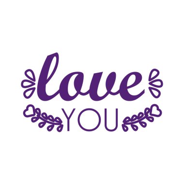 Seni seviyorum metin ve çelenk satır biçimi vektör tasarımı bırakır