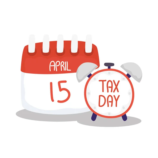 Dzień podatkowy 15 kwietnia projekt kalendarza i wektora zegara — Wektor stockowy