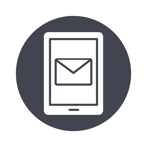 Tablet met envelope mail lijn stijl — Stockvector