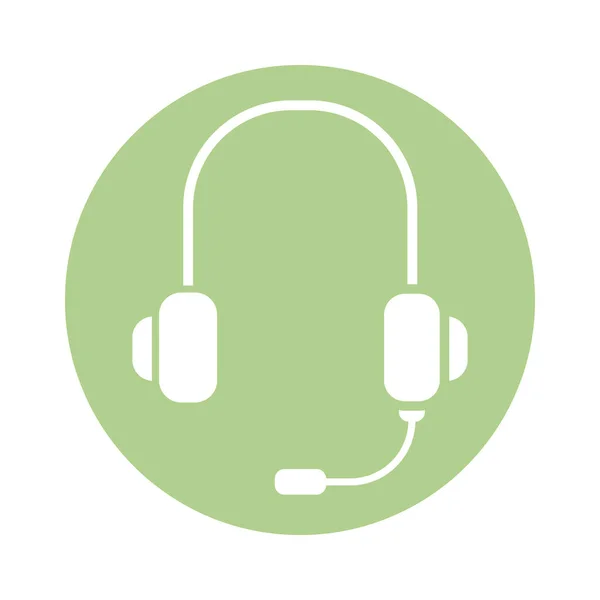 Fone de ouvido ícone estilo bloco dispositivo de áudio — Vetor de Stock