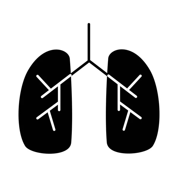 Pulmones humanos con icono de estilo silueta covid19 — Vector de stock