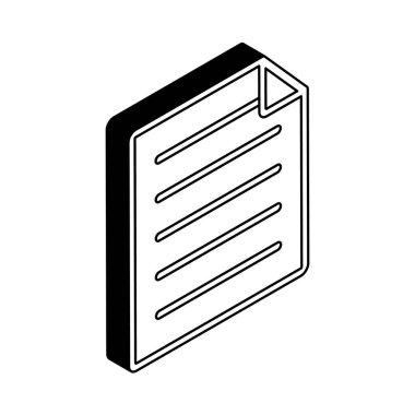 İzole edilmiş belge izometrik çizgi biçim vektör tasarımı