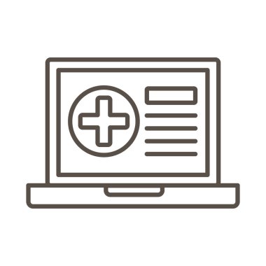 Teletıp satırı biçiminde simgesi olan dizüstü bilgisayar