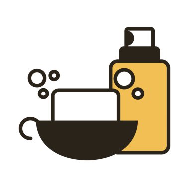 Sprey şişeli sabun. Tıbbi ürün ikilisi rengi.