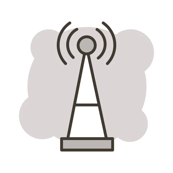 Antena comunicación línea línea estilo icono — Vector de stock