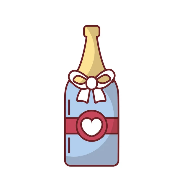 シャンパンボトルのベクトルデザインの中の愛の心 — ストックベクタ