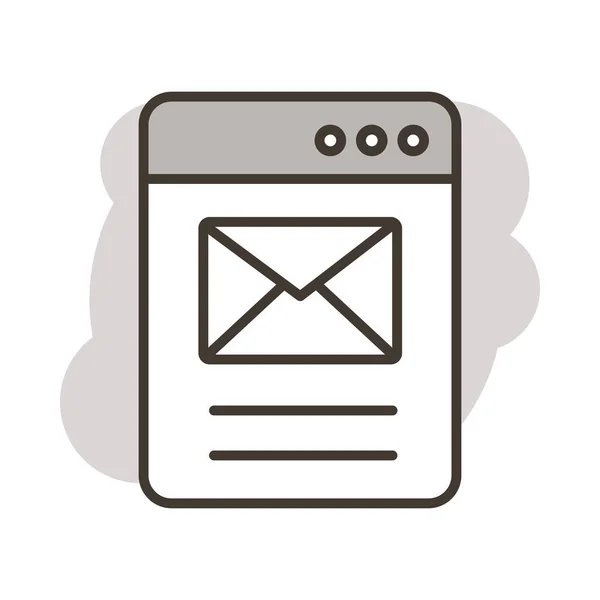 Webpagina met envelope mail lijn stijl — Stockvector