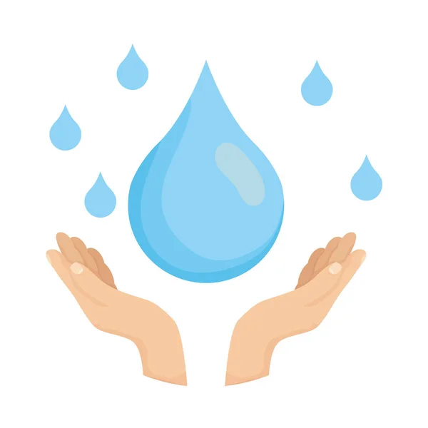 Main avec journée de l'eau célébration de l'écologie — Image vectorielle